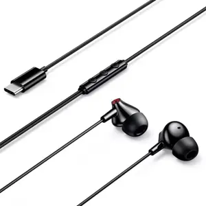 Auriculares in-ear com microfone e cabo USB-C - pretos