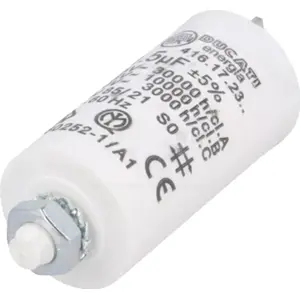 Condensador para motor 1.5uF 475V Ø28x55mm - c/2 terminais 6.3mm e parafuso M8