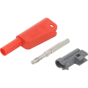 Conector de laboratório banana 4mm vermelha macho-fêmea p/cabo -