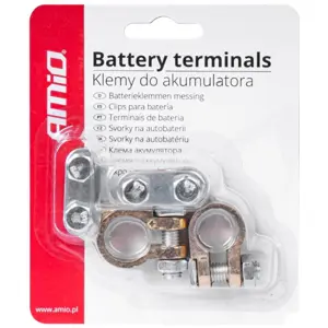 Conjunto de Bornes de bateria dourados (negativo + positivo) M8 para cabos 4..12.8mm - 90º