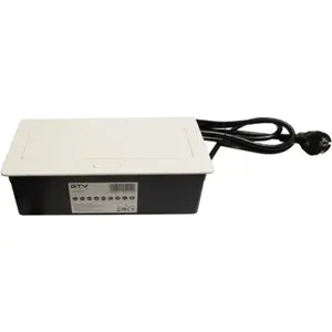 Bloco de tomadas de encastrar com tampa 2x Schuko + 2x USB-A – cabo 1.5m – Branco