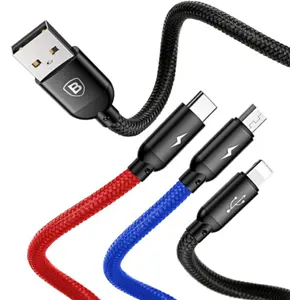 Cabo USB-A ➝ Micro-USB/USB-C/Lightning (3 em 1) 3.5A - 1.2m