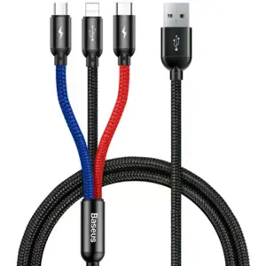 Cabo USB-A ➝ Micro-USB/USB-C/Lightning (3 em 1) 3.5A - 1.2m