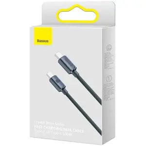 Cabo de dados/carregamento USB-C ➝ USB-C 100W PD QC 480Mbps c/ revestimento em nylon- preto - 1.2m