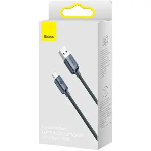 Cabo de dados/carregamento USB-A ➝ USB-C 100W PD QC 480Mbps c/ revestimento em nylon- preto - 1.2m