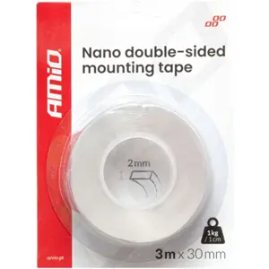 Cinta nano biadhesiva transparente reutilizable - 30mm x 2mm - 3m