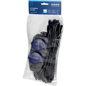Bloco de 4 tomadas Schuko (2+2) 2P+E - cabo (3x1.5mm²) c/ tampas e gancho - 5.0m - IP44