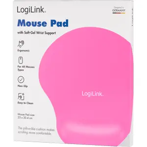 Tapete de rato ergonómico c/ almofada em Gel - 204x230mm - rosa