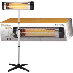 Aquecedor de infravermelho c/ tubo de carbono 2000W (20m²) de parede ou tripé - IP34