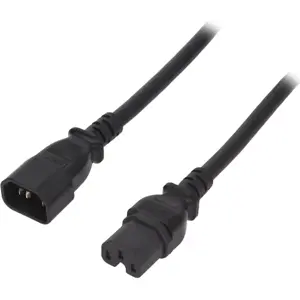 Cabo de alimentação IEC C14 (3 pinos) macho - IEC C15 (3 pinos) fêmea - 3.0m