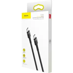 Cabo USB-C <-> USB-C PD 2.0 QC 3.0 transferência de dados revestido a nylon - 2m - preto