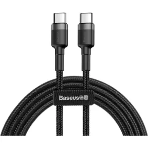 Cabo USB-C <-> USB-C PD 2.0 QC 3.0 transferência de dados revestido a nylon - 2m - preto