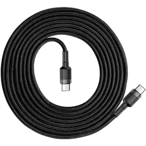 Cabo USB-C <-> USB-C PD 2.0 QC 3.0 transferência de dados revestido a nylon - 2m - preto