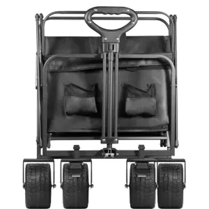 Carrinho Trolley todo-o-terreno em aço c/ rodas largas + travão (máx.100Kg / 150L) - 100x57​​x57​​cm