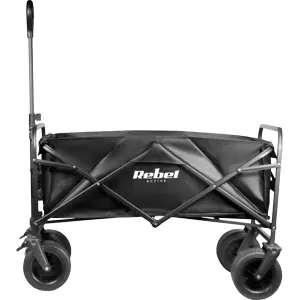 Carrinho Trolley todo-o-terreno em aço c/ rodas largas + travão (máx.100Kg / 150L) - 100x57​​x57​​cm