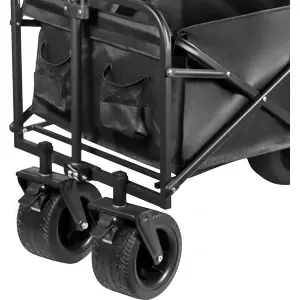 Carrinho Trolley todo-o-terreno em aço c/ rodas largas + travão (máx.100Kg / 150L) - 100x57​​x57​​cm