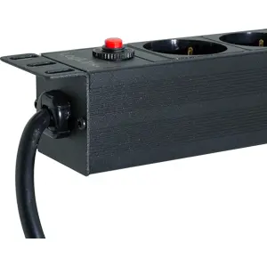 Bloco PDU 8 tomadas + 2x USB-C disjuntor p/ rack bastidor 19" c/ ficha schuko - cabo 1.8m