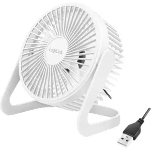 Ventoinha de secretária 3.5W regulável 360º 2 velocidades c/ cabo USB-A - branca