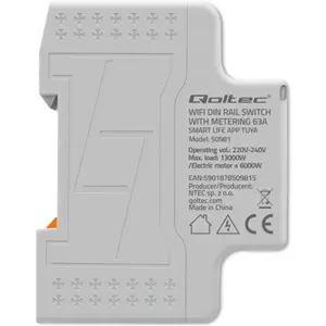 Relé Inteligente Wi-Fi p/ calha DIN c/ display e medição de energia 63A (Compatível com Tuya)