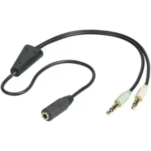 Adaptador Jack3.5mm 4pin fêmea - 2x Jack3.5mm 3pin macho - 25cm