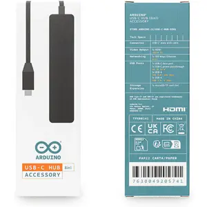 Hub Adaptador USB-C 8-em-1 Oficial Arduino com HDMI, Ethernet, USB-C PD, USB-A e Leitor SD/microSD