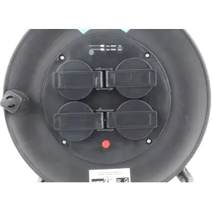 Extensão elétrica (3G1.5mm²) c/ enrolador + 4 tomadas + disjuntor - IP44 - 50m