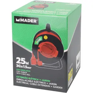 Extensión eléctrica (3G1.5mm²) macho-hembra con enrollador - 25m