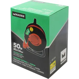 Extensión eléctrica (3G1.5mm²) macho-hembra con enrollador - 50m