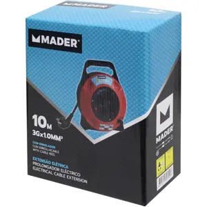 Extensão elétrica (3G1.0mm²) c/ enrolador + 4 tomadas + disjuntor - IP20 - 10m
