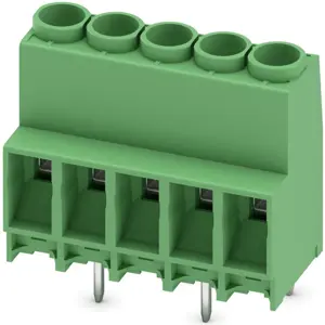 Bloco de 5 terminais 90º de encaixe com parafusos RM6.35mm