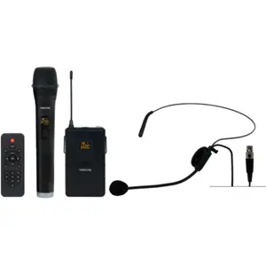 Coluna amplificada portátil com leitor de USB/SD/MP3 c/ 2x Micros + comando