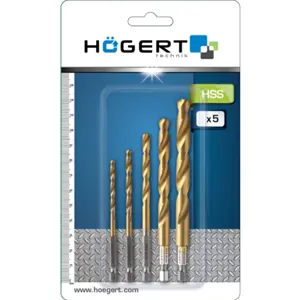Conjunto de brocas HSS para metal c/ encaixe Hex - 4, 5, 6, 8, 10 mm