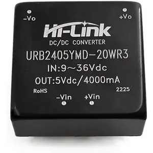 Conversor DC-DC galvanicamente isolado 24VDC (9~36V) -> 5VDC 4A 20W (saída regulada)
