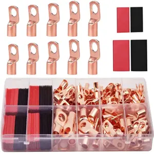 Kit de terminais olhal em cobre + mangas termo-retráteis (150 peças)