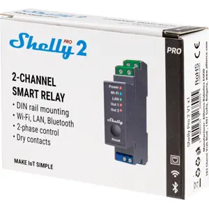 Módulo para calha DIN c/ 2 relés para automação WiFi/BT/LAN - 110/240VAC 2x16A