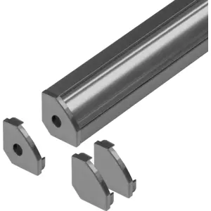 Perfil de alumínio de superfície 90º para fita de LEDs - Preto - 18x18mm - 2 metros