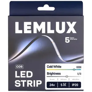 Fita LED COB NANO 5mm 6500K (branco frio) 24VDC 1100lm/m 10W/m IP20 - rolo de 5m