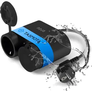 Bloco de 2 tomadas inteligentes WiFi (c/ Tasmota) p/ exterior IP44