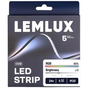 Tira LED COB Digital 10mm RGB WS2811 24VDC 10W/m 10pix/m IP20 - rollo de 5m