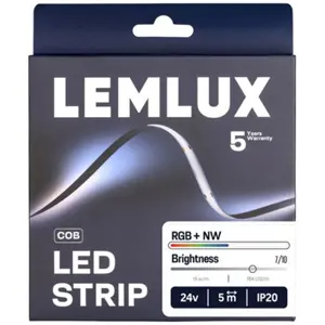 Tira LED COB RGB 12mm + blanco neutro 4000K 24VDC 19W/m IP20 - rollo de 5m