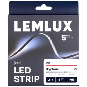 Fita LED COB 8mm VERMELHO 24VDC 11W/m IP65 - rolo de 5m