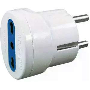 Adaptador de viagem Italia (tipo L) ➝ Schuko (tipo F)