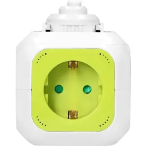 Bloque de 4 tomas en cubo con 2xUSB-A - cable (3x1.5mm²) 1.4m Verde Lima