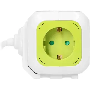 Bloque de 4 tomas en cubo con 2xUSB-A - cable (3x1.5mm²) 1.4m Verde Lima