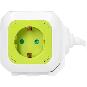 Bloque de 4 tomas en cubo con 2xUSB-A - cable (3x1.5mm²) 1.4m Verde Lima