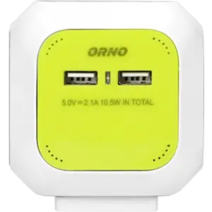 Bloque de 4 tomas en cubo con 2xUSB-A - cable (3x1.5mm²) 1.4m Verde Lima