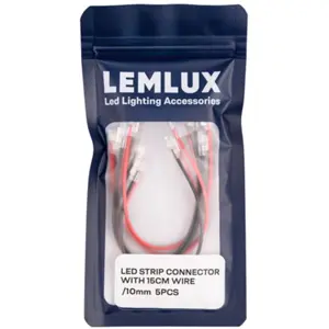 Conector para fitas LED monocromáticas de 10mm c/ cabo de 15cm - [5 Unid.]
