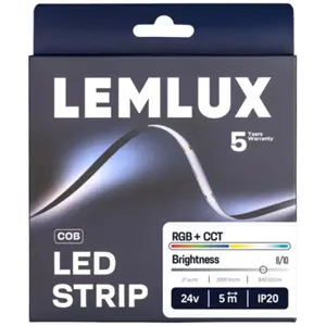 Fita LED COB RGB 12mm + CCT 3000K-6500K 24VDC 2000lm/m 21W/m IP20 - rolo de 5m