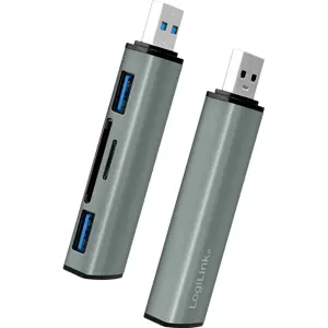 Leitor de cartões de memória SD/microSD USB 3.2 Gen2 c\ Hub 2x USB-A 3.2 Gen2