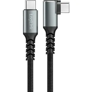 Cabo extensão USB-C 90º ➝ USB-C 3.2 PD 100W 3A revestimento em Nylon 0.5m